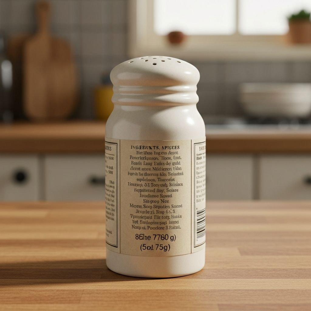 Gewürzstreuer mit Etikett